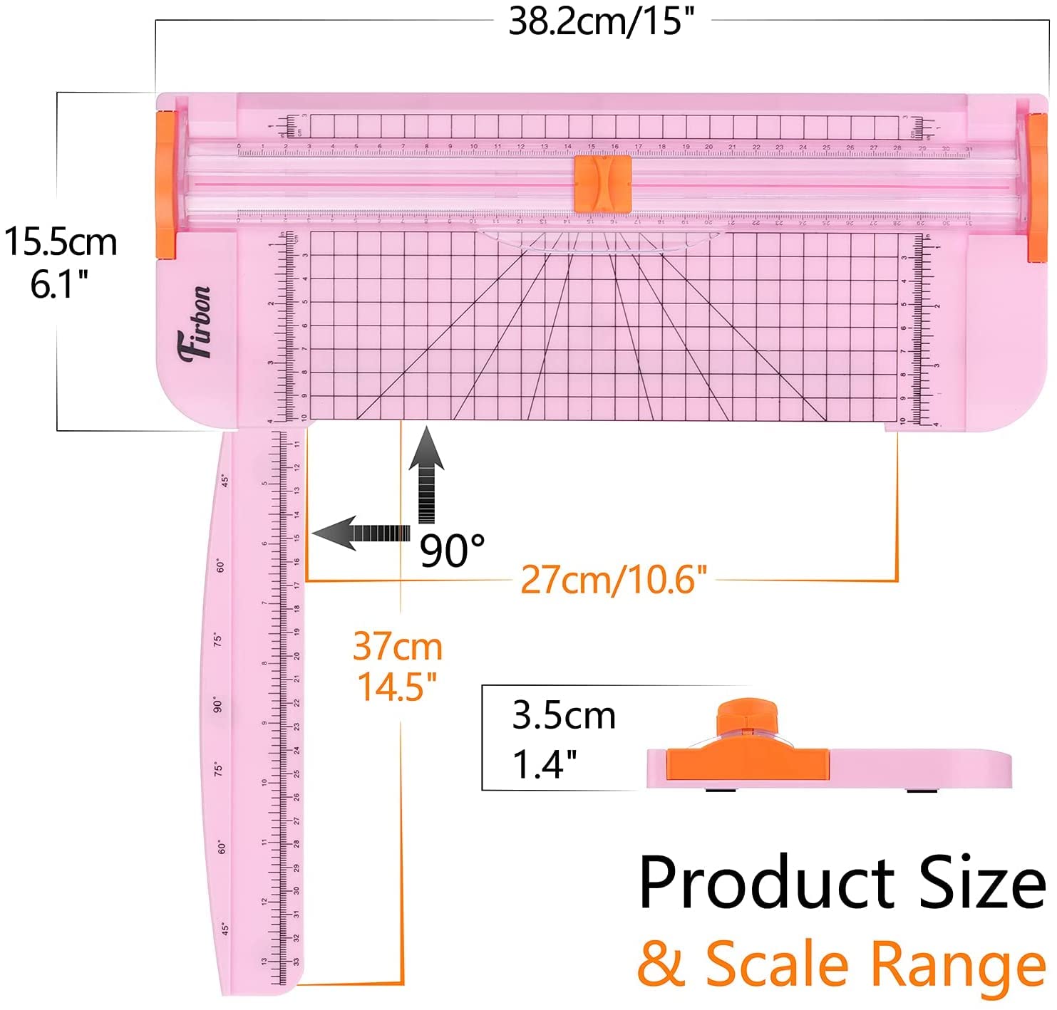 Firbon Tarka do papieru A4, 30 cm, tytanowa, prosta maszyna do cięcia, różowa, z automatyczną ochroną bezpieczeństwa i linijką boczną, wymienne ostrze do kuponu, papieru do majsterkowania, etykiet i zdjęć