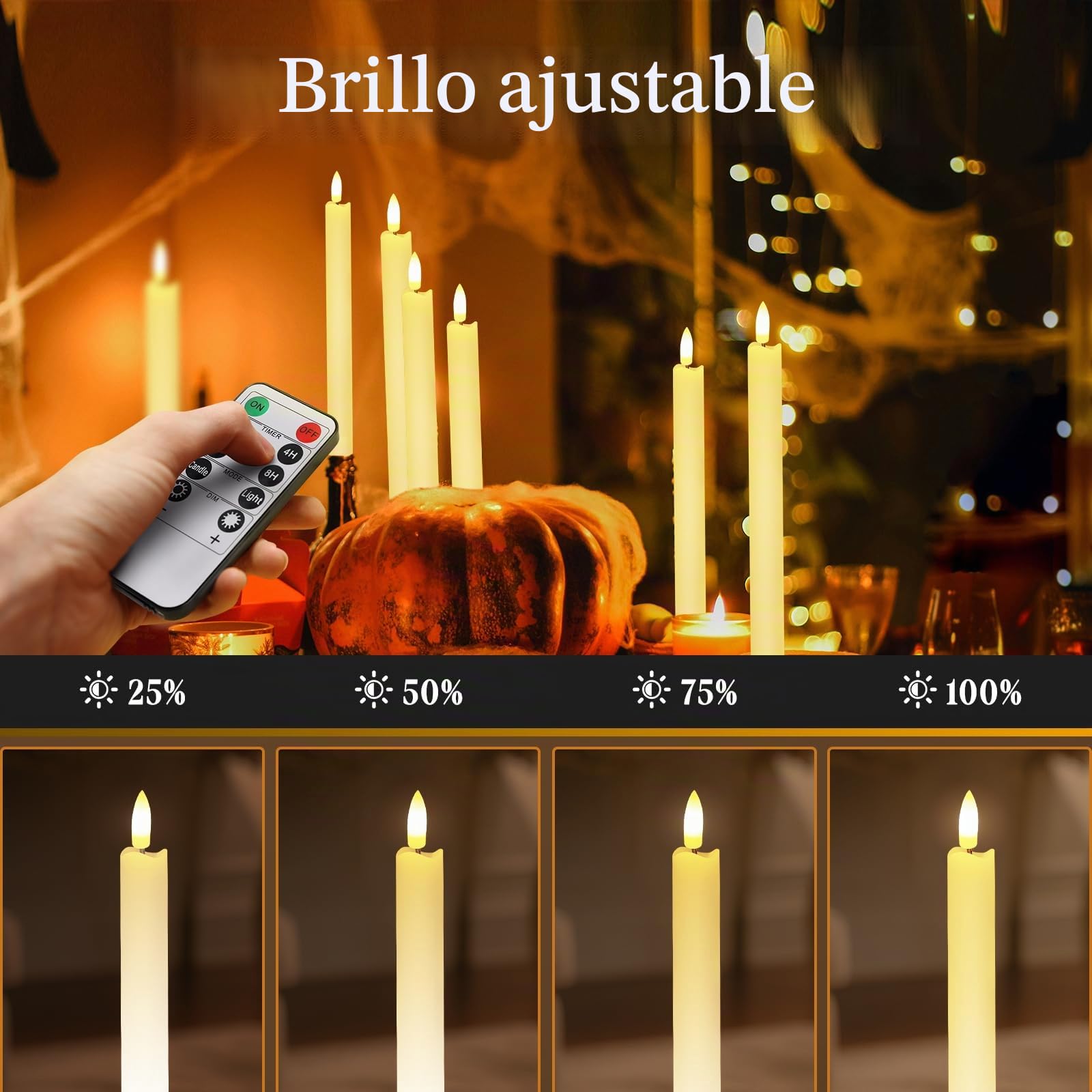 velas cónicas led recargables,6 Piezas sin llama Velas de LED con estación de carga, temporizador y Magia mando a distancia, para Navidad, Halloween, decoración del hogar