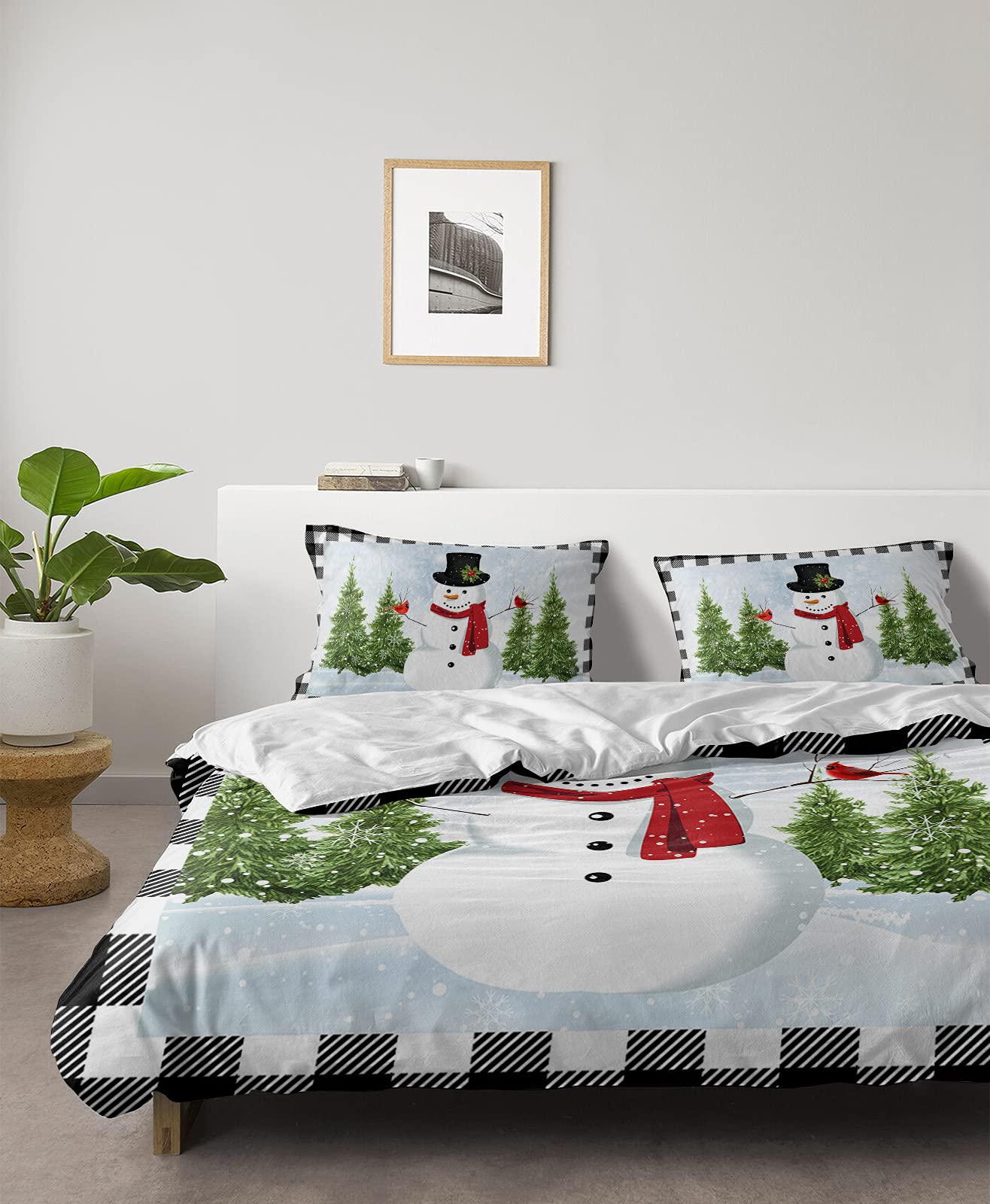 Amazon.com: Snowman Xmas Cardinal Winter Snow Duvet Cover