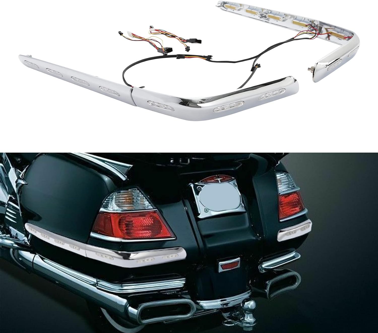 Green-L Motorcycle Saddlebag Decoration Trims LED Lights Cover Fit for Honda Goldwing GL1800 2001-2017