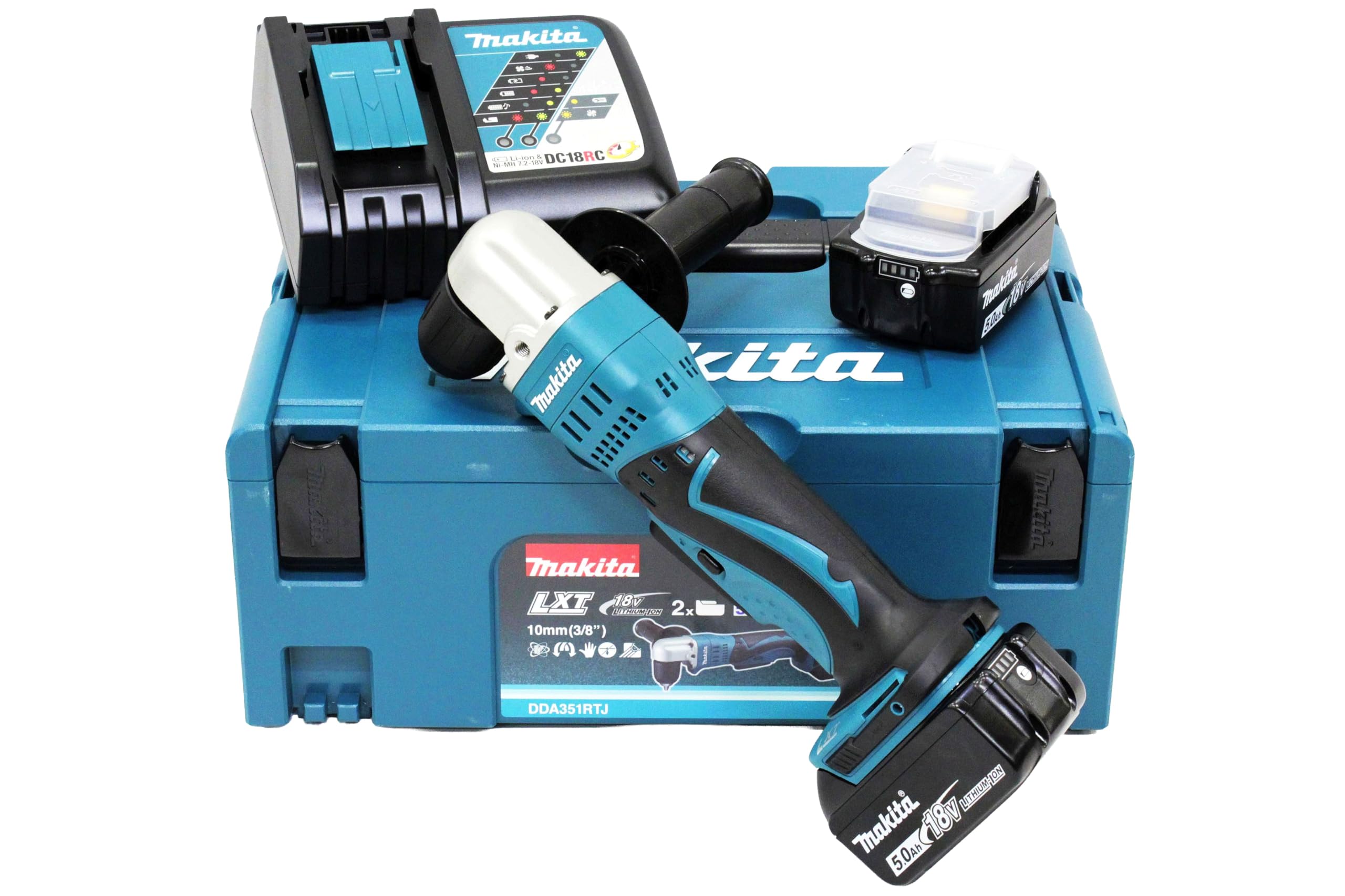 Makita DDA351RTJ Akku-Winkelbohrmaschine 18,0V im MAKPAC mit 2 Akkus 4,0 Ah + Ladegerät