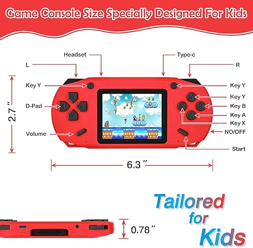 Miniatura 3 de Consola de juegos portátil de 16 bits para niños, consola de juegos retro de pantalla grande de 3.0 pulgadas, juegos retro precargados de 200 HD