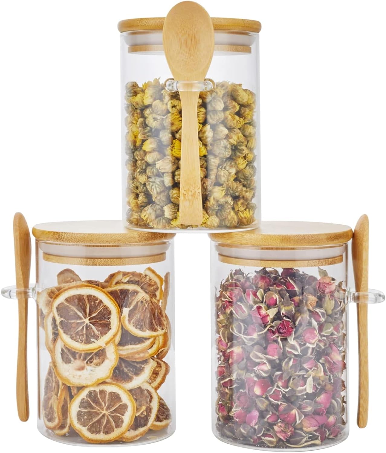 Eidoct 3 Pcs Overnight Oats Containers With Wooden Lids And Spoon, 500Ml Overnight Oats Jar, Yoghurt Pots With Lids, Glass Cereal Storage Containers For Oatmeal, Chia Pudding, Yogurt, Salad, Coffee Beans