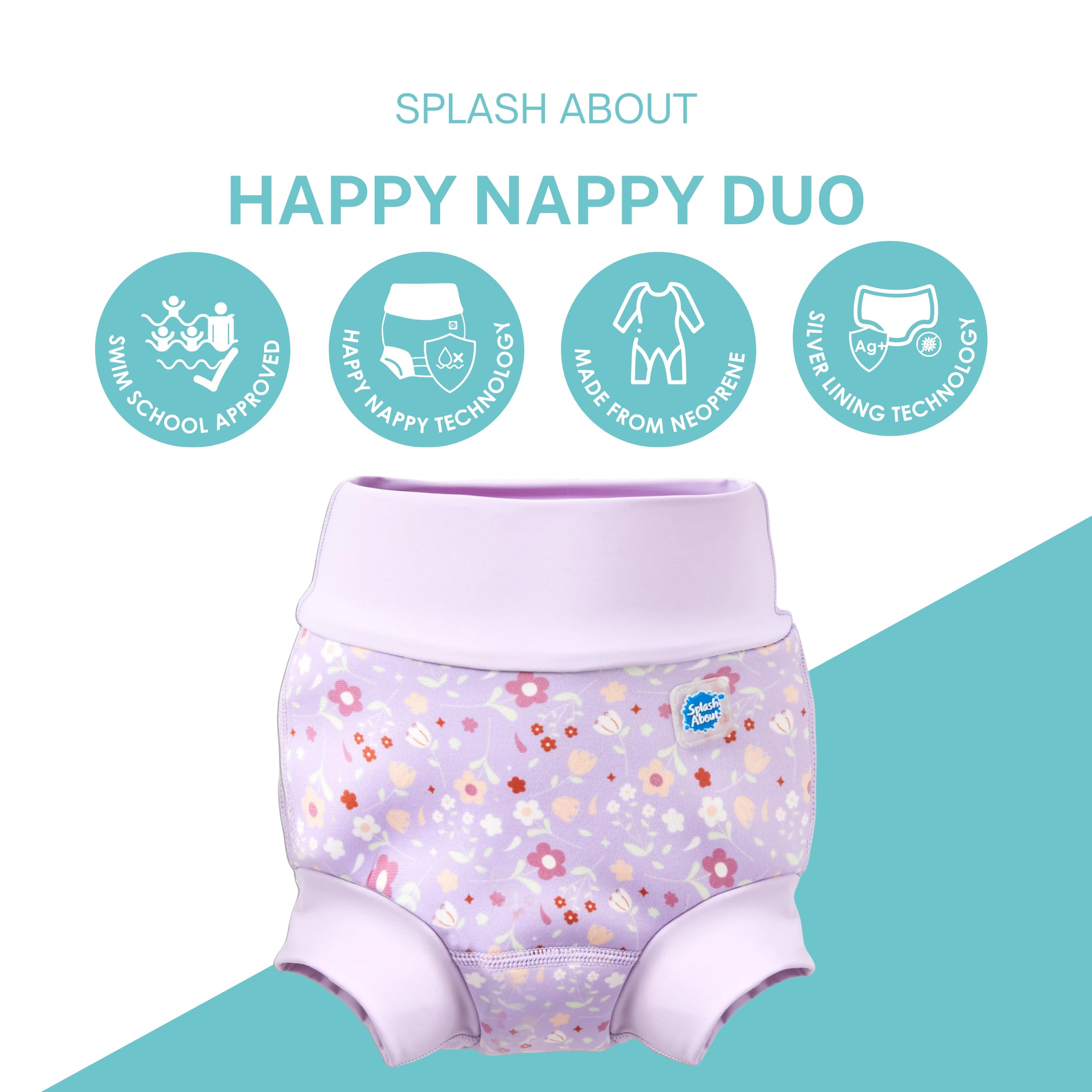 Baby & Toddler Happy Nappy Duo Reusable Swim Nappy with Silver Lining - 3