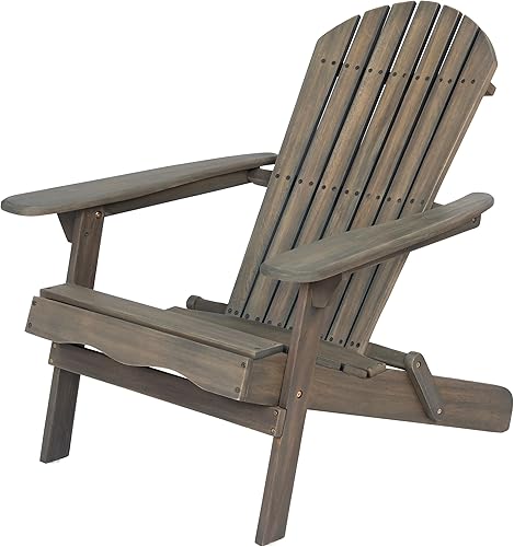 Miniatura 9 de Acacia Wood Folding Adirondack Chair Outdoor Patio Furniture Traditional Slatted Design Natural Finish Weather-Resistant Hardwood Compact Foldable