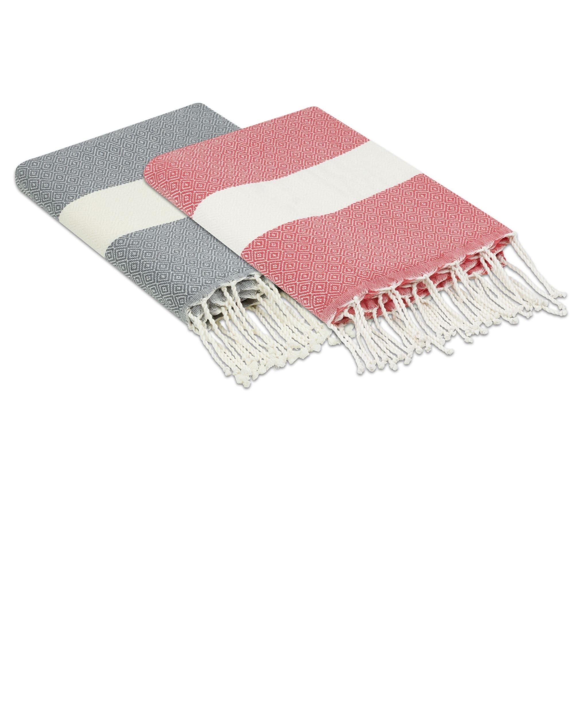 Serviette de Plage XXL - Lot de 2 - Coton | Fouta Plage 100x200 cm, Femme & Homme - Anti Sable, Grande Taille + Compact | Pique-Nique Tapis Drap de Plage Accessoire, Serviette Plage