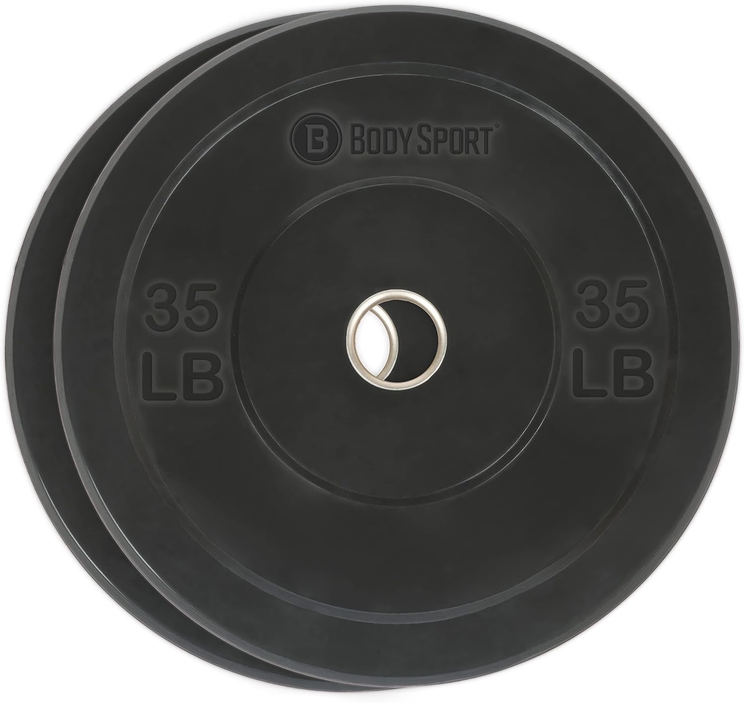 Body Sport 2” Rubber Olympic Bumper Plate Plate Set – Bumper Weight Plates – Set of Free Weights for Strength Training – Impact Absorbing Bumper Plates with Stainless Steel Insert