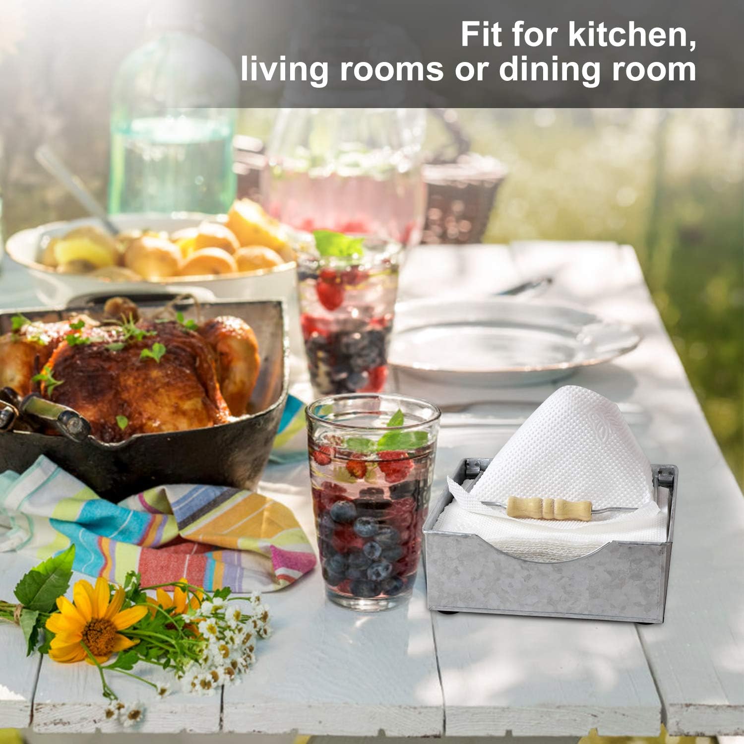 Gеt Dіѕсоunt 70% Prісе Cleaky Farmhouse Napkin Holder Galvanized Decor with Wooden Handles Metal Table Top Decorative Napkin Holder for Kitchen, RV, Indoor or Outdoor Dining