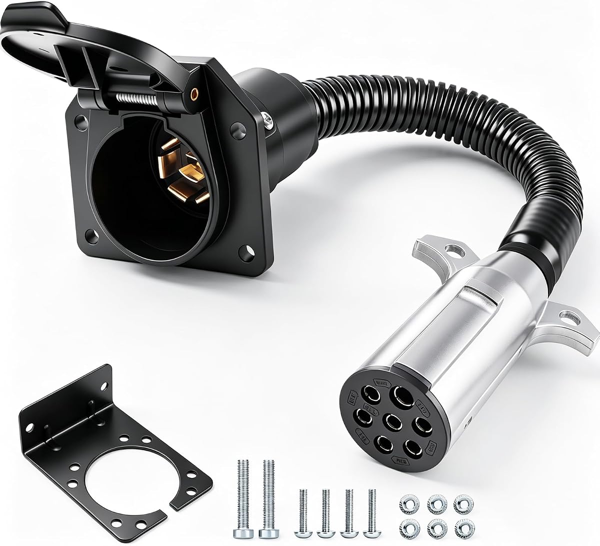 7 Pin Round to 7 Pin RV Trailer Adapter