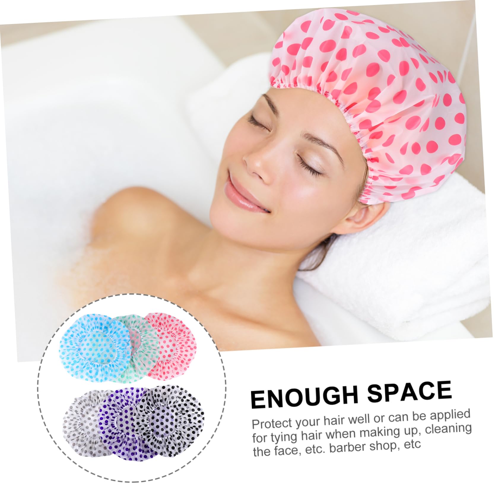 Healeved 18piezas Gorros De Ajustables Impermeables Reutilizables Para Baño Cocina y Spa Diseño Puntos Protección Efectiva Del Cabello