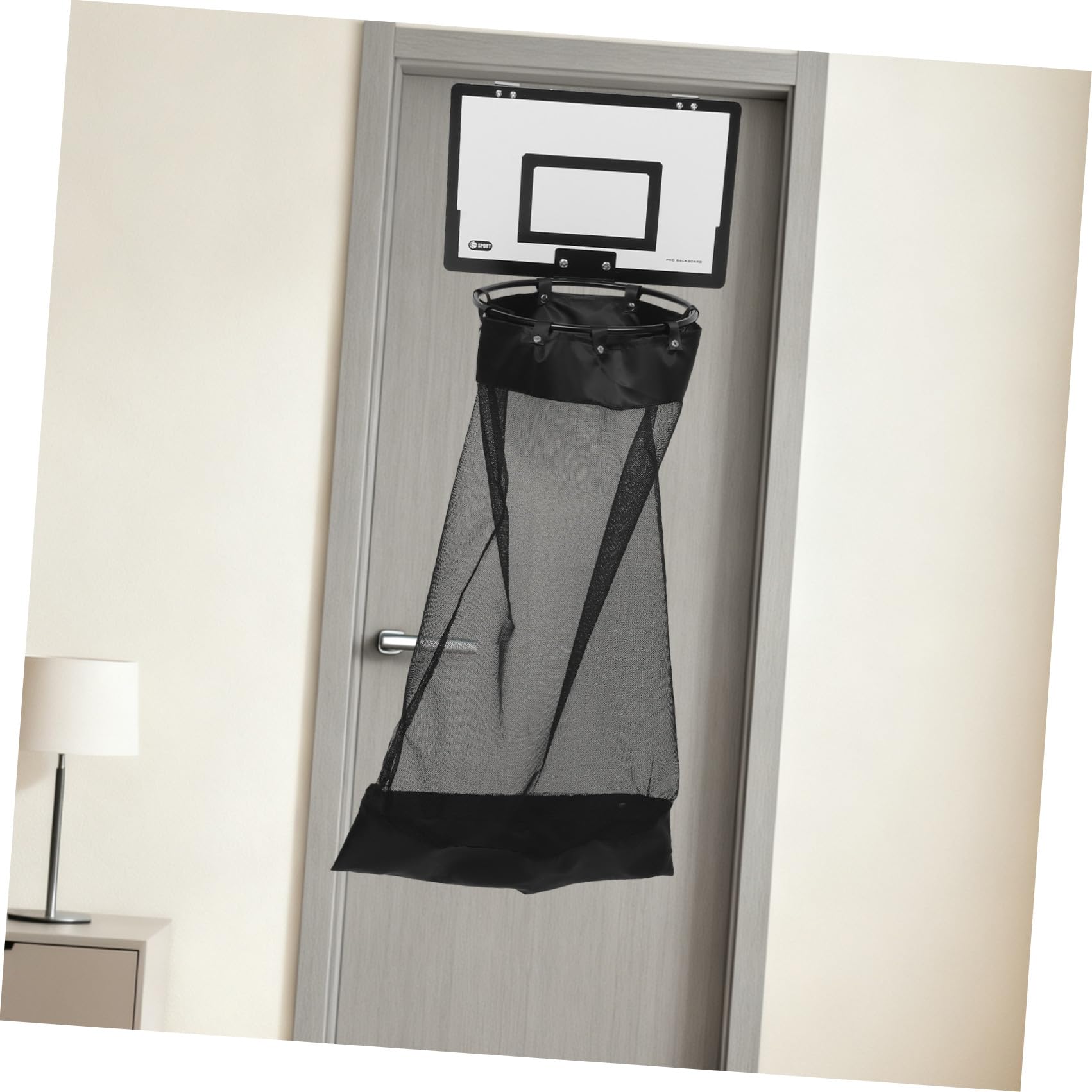 Wäschekorb Organizer mit Basketballkorb Design aus Eisen und Stoff mit Praktischem Reißverschluss Hängend an Tür für Badezimmer und Schlafzimmer