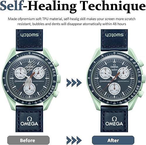 Miniatura 4 de Miimall Paquete de 6 protectores de pantalla compatibles con OMEGA X SWATCH BIOCERAMIC MOONSWATCH, TPU suave, antiarañazos, sin burbujas,
