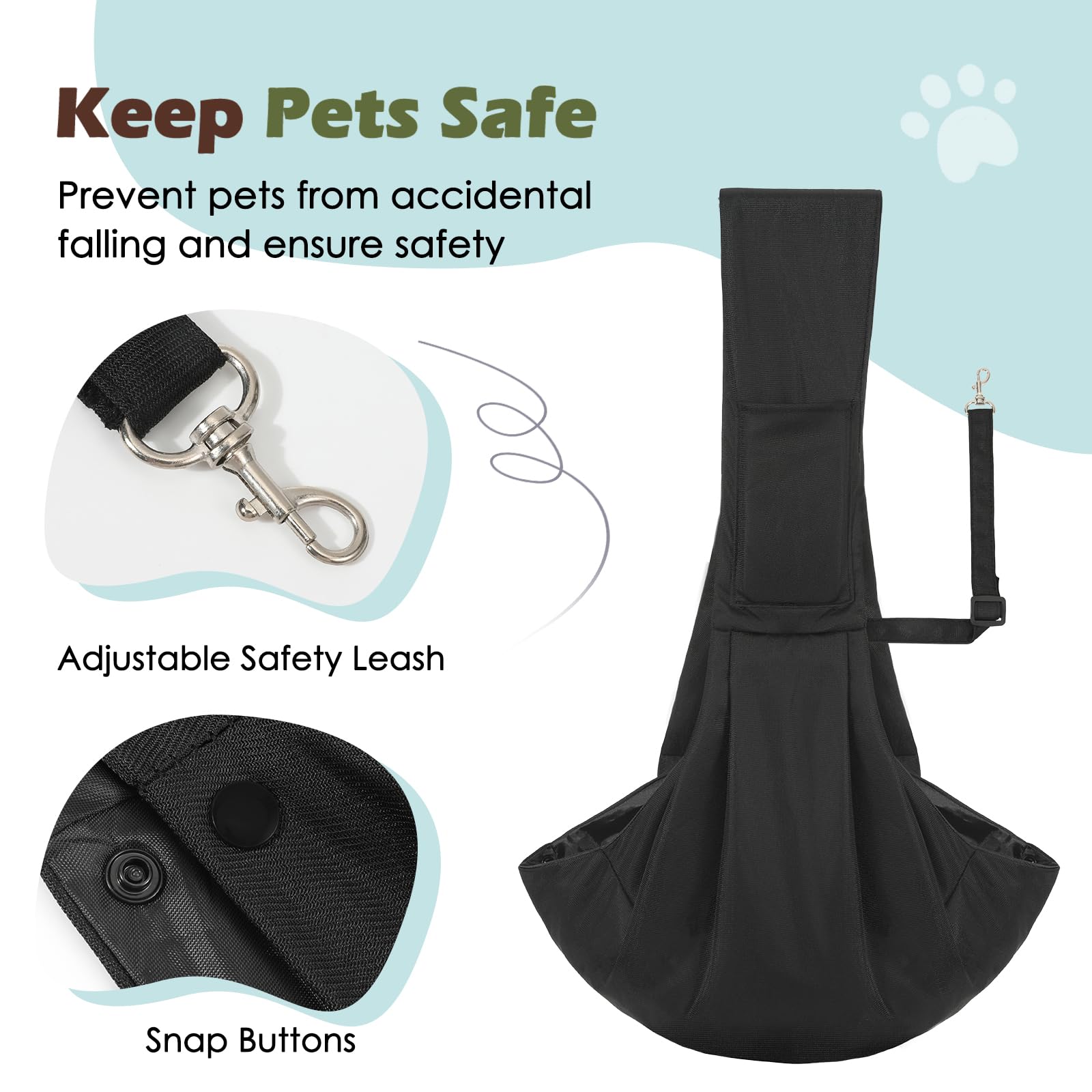 Pawaboo Torba do noszenia psa dla szczeniaków, przenośna torba transportowa dla psów o wadze do 5,4 kg, chusta do noszenia psów i kotów, chusta do noszenia na zewnątrz, dla zwierząt domowych, torba na