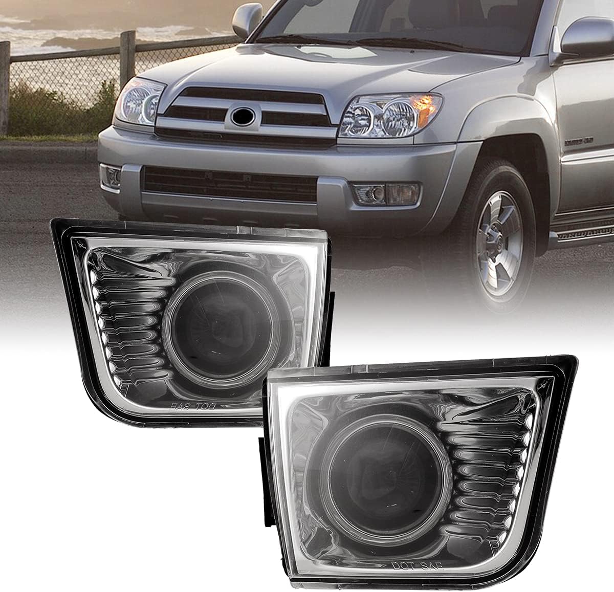 ROXX Fog Lights For 2003 2004 2005 Toyota 4Runner Fog Light Assembly OE Style Bulb H9006 12V51W (driver and passenger side) Clear Lens