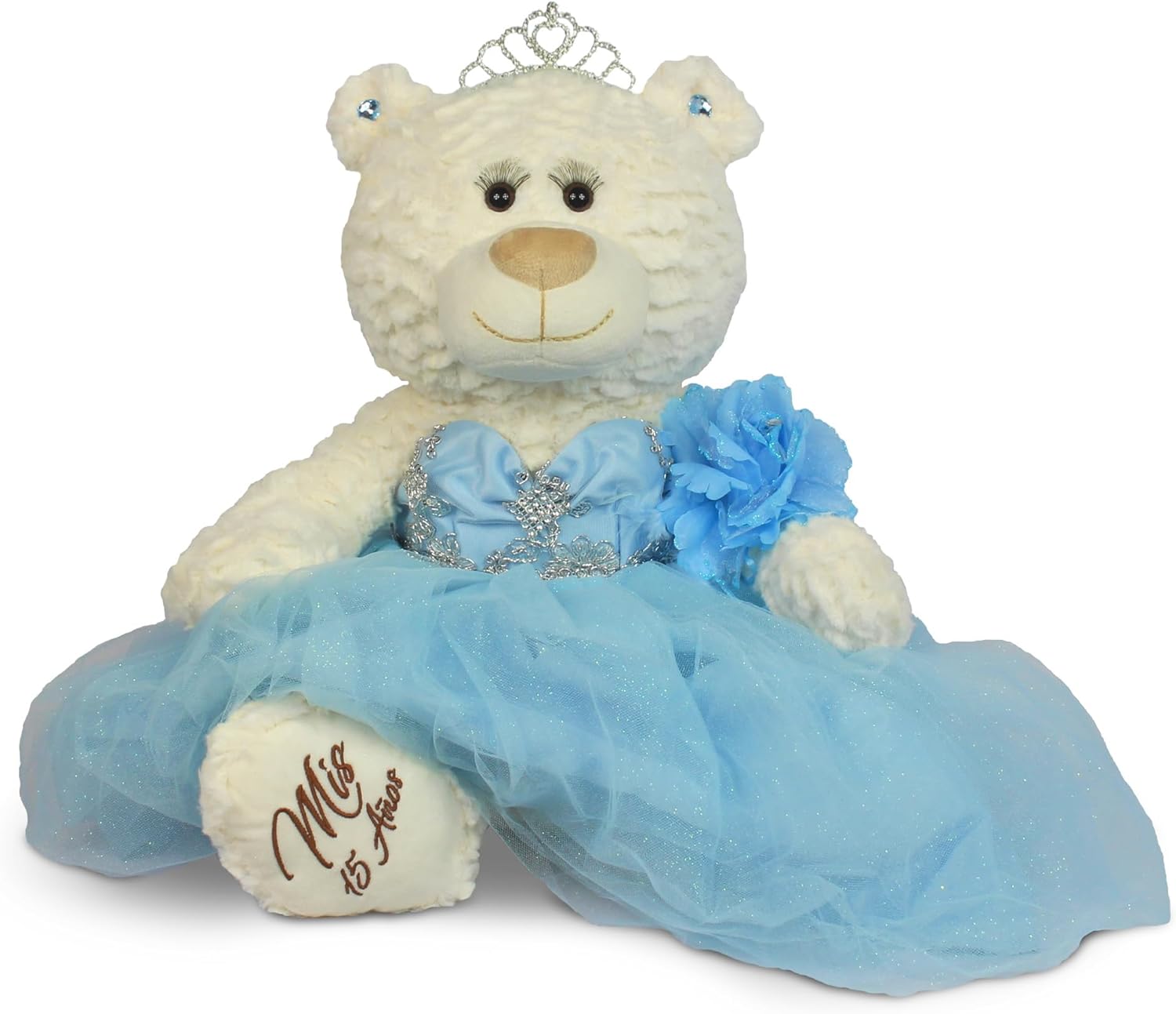 Large 20” Quinceañera Teddy Bear Centerpiece – Elegant Dress, Oversized Keepsake Gift for 15 Años, OSO Quinceañera Decoración B16631-4 (Baby Blue)
