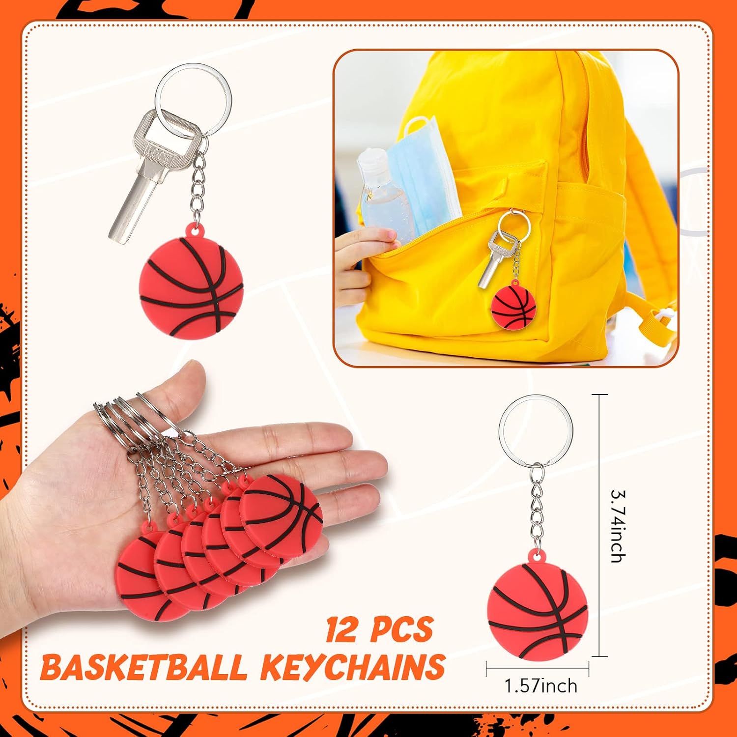 LEIFIDE 48 Pcs Basketball Party Favors Drawstring Bag Bracelets Mini Ball image 4