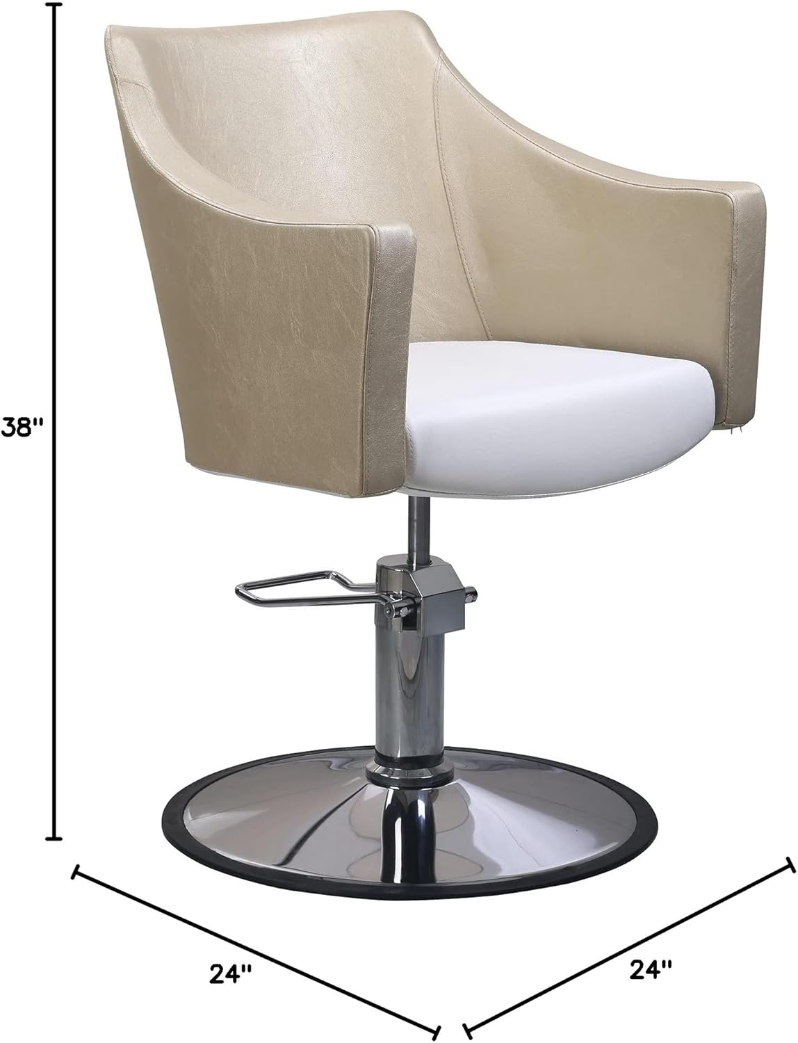 Beauty Mega ModernBarber Styling Chair Hair Beauty Salon Equipment Gold and White