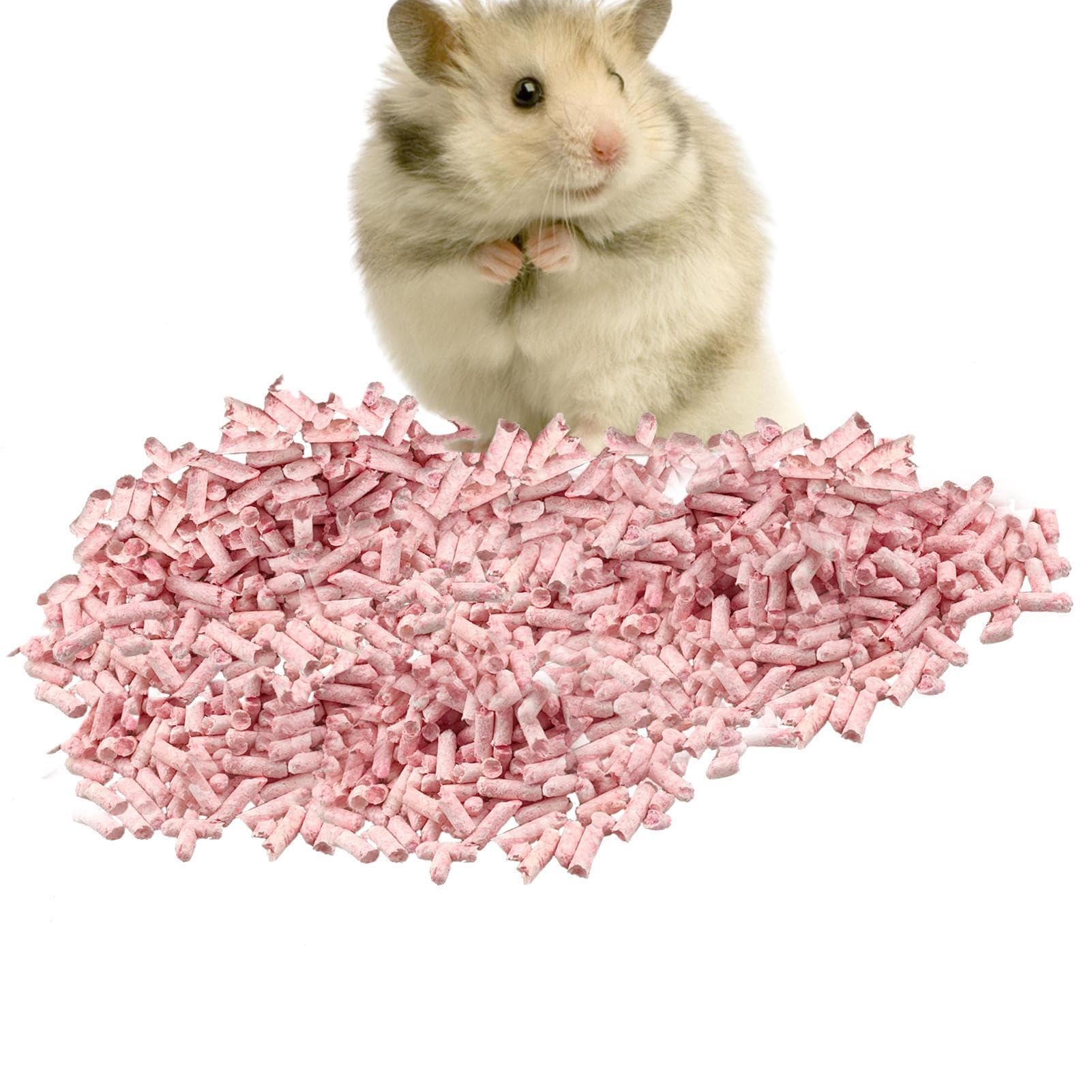 Litière pour hamster, lapin et souris en papier coloré imperméable rose 25x17x8cm