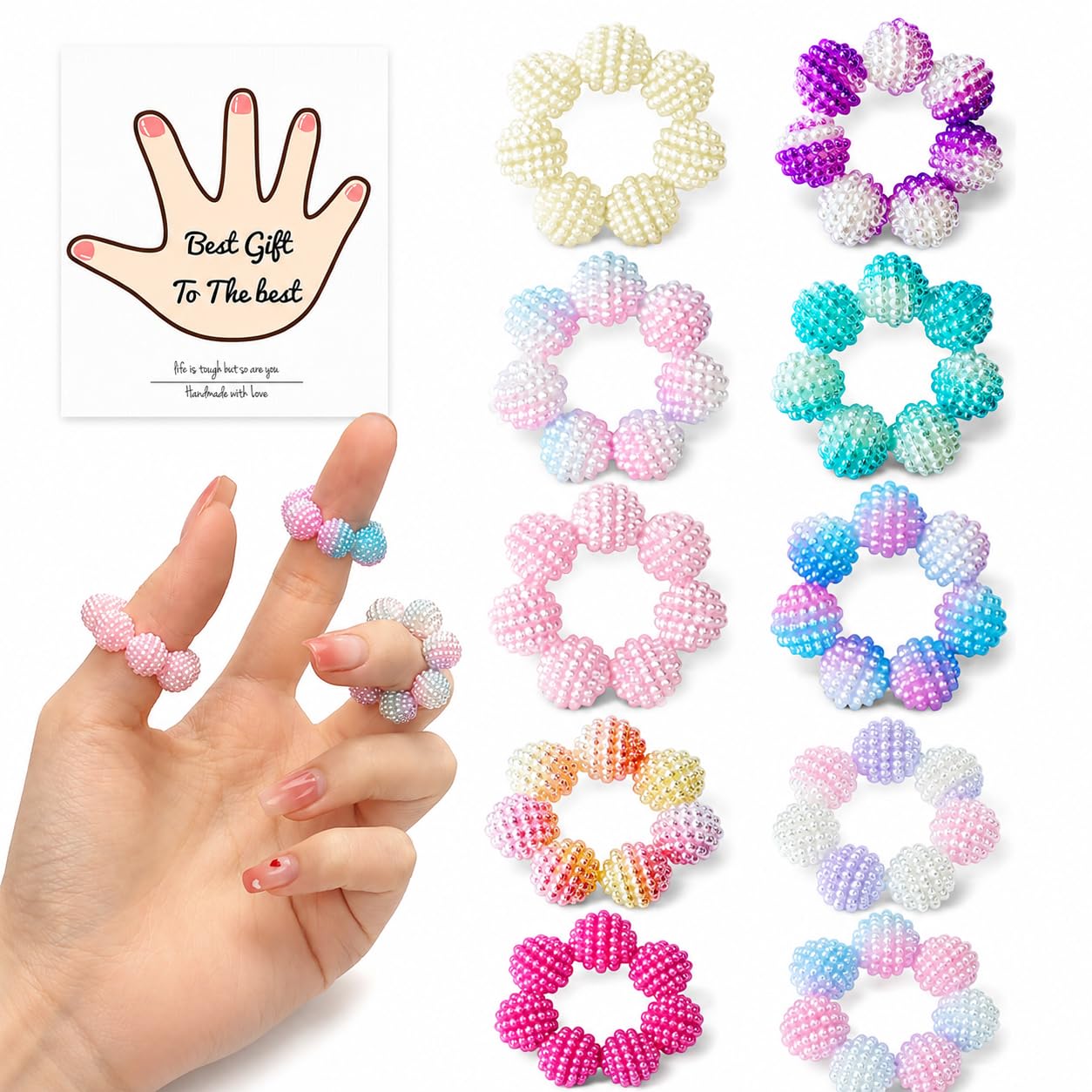 10 Pack Fidget Rings for Adults & Students, Spiky Sensory Finger Rings for Quiet Stress Relief & Focus — Durable ABS Acupressure Anxiety Reduction Rings with Non-Fading Multicolour Bead Design