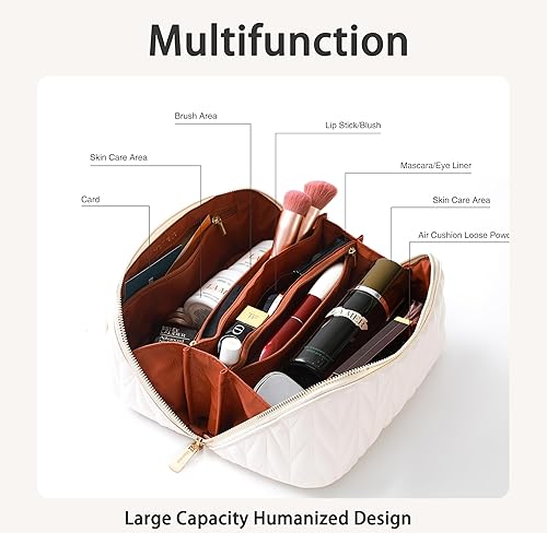 Miniatura 2 de Misvivaus Makeup Bag, Cosmetic Bag for Women, Travel Makeup Bag organizer, Gifts of Women,Open Lay Flat Checkered Makeup Bag,New Premium Fashion