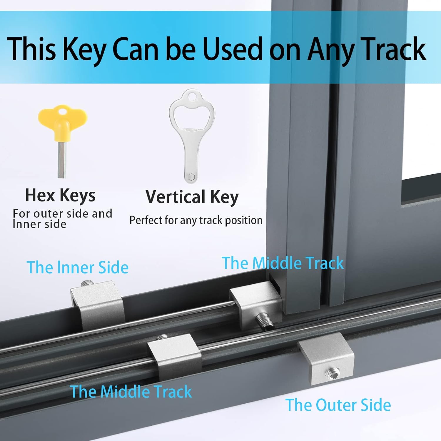 6 Sets Sliding Window Locks,Adjustable Window Lock With Key, Can Control The Window Partially Open or Closed,Window Locks ​for Vertical & Horizontal Sliding Windows Doors,for Home and Office (Silver)
