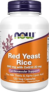 NOW Foods Supplements, Red Yeast Rice with CoQ10, plus Milk Thistle & Alpha Lipoic Acid, 120 Veg Capsules