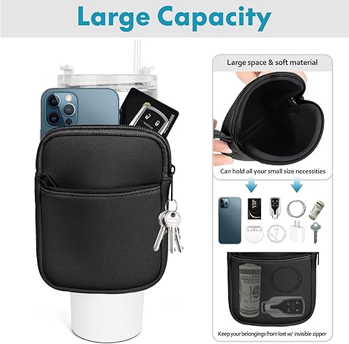 Miniatura 3 de Bolsa para botella de agua para accesorios Stanley, bolsa para botella de agua con bolsillo para teléfono para Stanley Tumbler Quencher Adventure