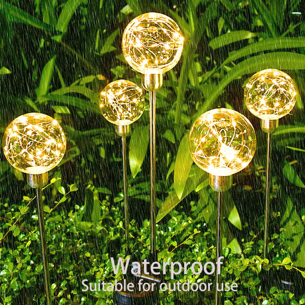 2 szt. Ball Reed Solar Lights, Outdoor Garden Light, LED Lampa trawnikowa z drutu miedzianego, Wodoodporna dekoracyjna lampa podłogowa z kołkiem (10 CM)