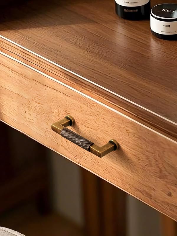 JIASENBAO 5 Pack Antique Brass Cabinet Pulls 3" Hole Center Knurled Vintage Drawer Pulls Bathroom Dresser Handles Hardware Square Zinc Alloy by JIASENBAO - Used condition - Image 4