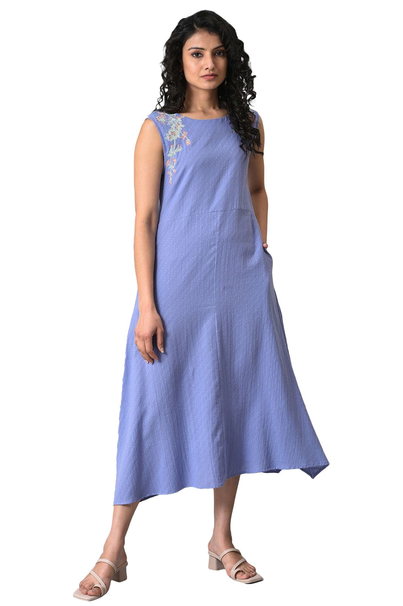w for woman Women's Maxi Lilac Textured Embroidered Dress-picture-35