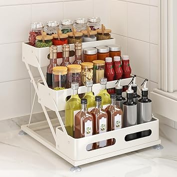 Ceetug 3 Tier Foldable Spice Rack, White