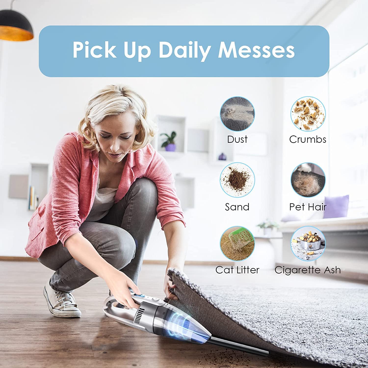 Oraimo Handheld Vacuum Cleaner for Home and Car | Powerful 120W Motor & 5.5 Kpa Suction Power | Ideal for Dust & Small Dirt Removal | Lightweight, Portable with Small Body | 2 Attachments 1
