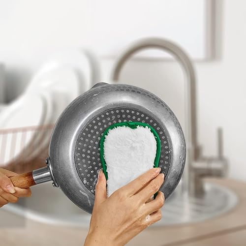 Miniatura 6 de Paquete de 10 esponjas para platos de cocina, antiarañazos, multiusos con paños de cocina de fibra de bambú, esponja junto con poder de fregado