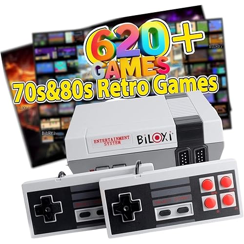 Biloxi 620 Retro Game Console, 8-Bit Classic Mini Video Game Consoles Built-in with 620 Games and 2 Controllers for Christmas Birthday Gifts- HDMI and AV Output