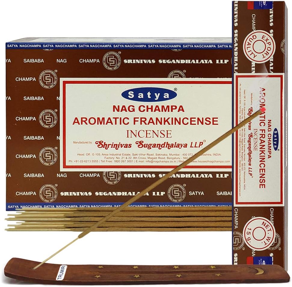 Aromatic Frankinsence Incense Sticks and Incense Stick Holder Bundle Insence Insense Satya Incense