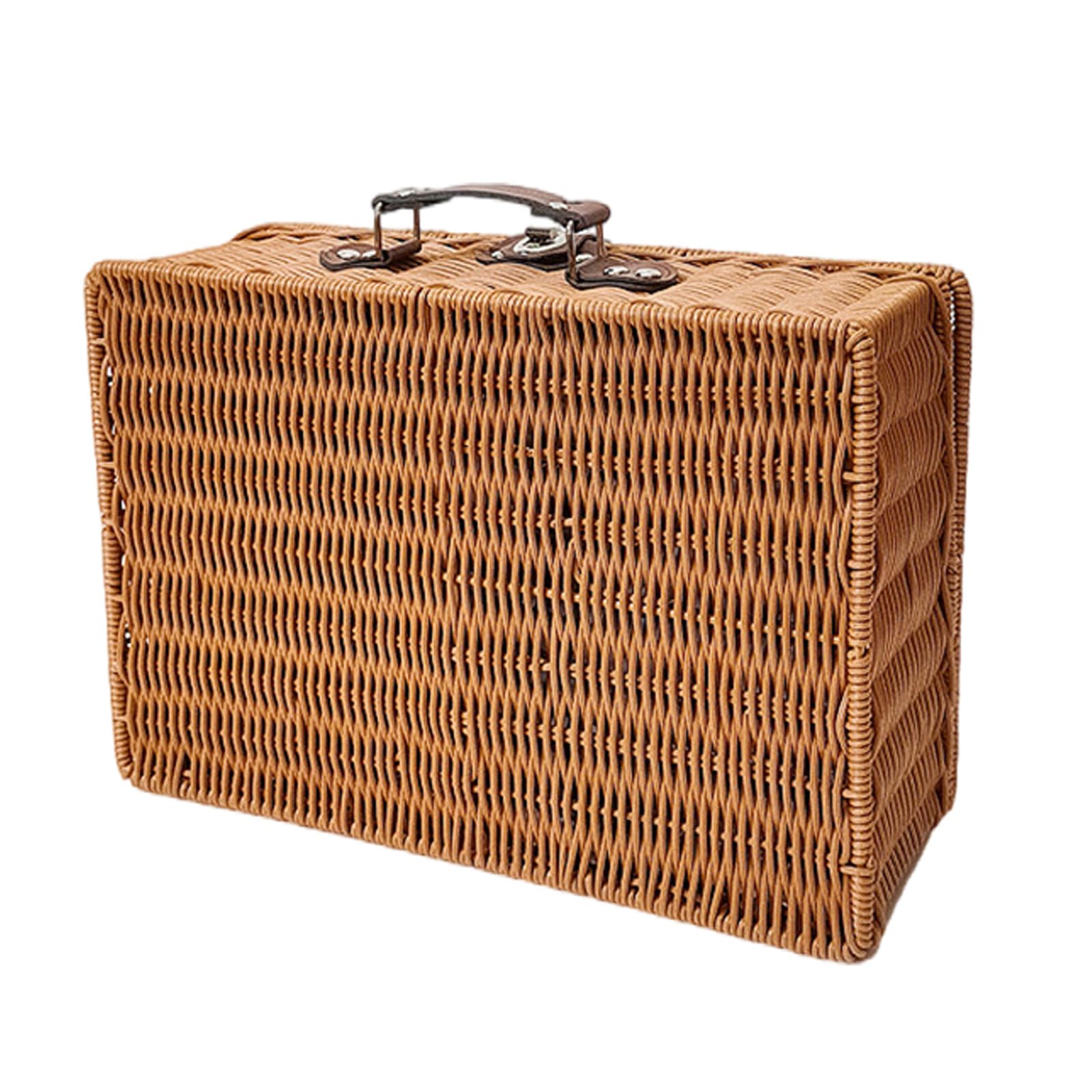 Xjdzineq Interlaced Storage Basket Ventilated Plan for Food Towels Household Objects Transportable Carry Handle Permanent Building Green Woven Outdoor Meal Cart