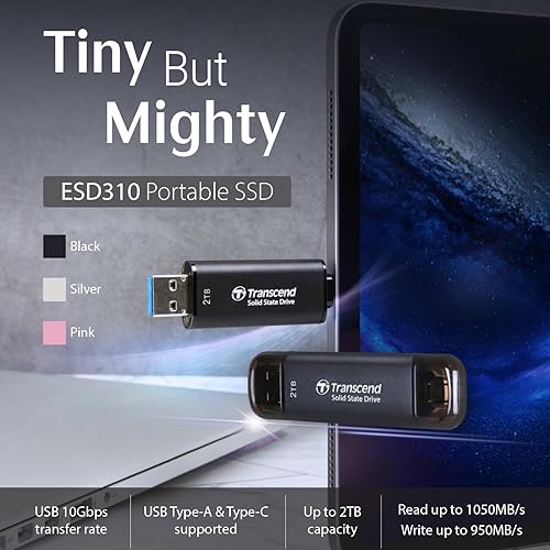 Miniatura 2 de Transcend SSD externo de 512 GB, hasta 1,050 MBs, unidad flash para Pixel 10iPhone17,16,15 y iPad y Mac WindowsAndroidTabletPC, USB 3.2 Dual Thumb