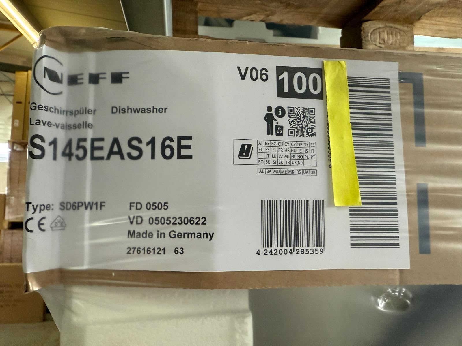 Neff S145EAS16E, N 50, inteligentna zmywarka do naczyń, częściowo zintegrowana 60 cm, zmywarka, wyprodukowano w Niemczech, kosz na sztućce, bardzo cichy, otwarty, intensywne czyszczenie w temperaturze