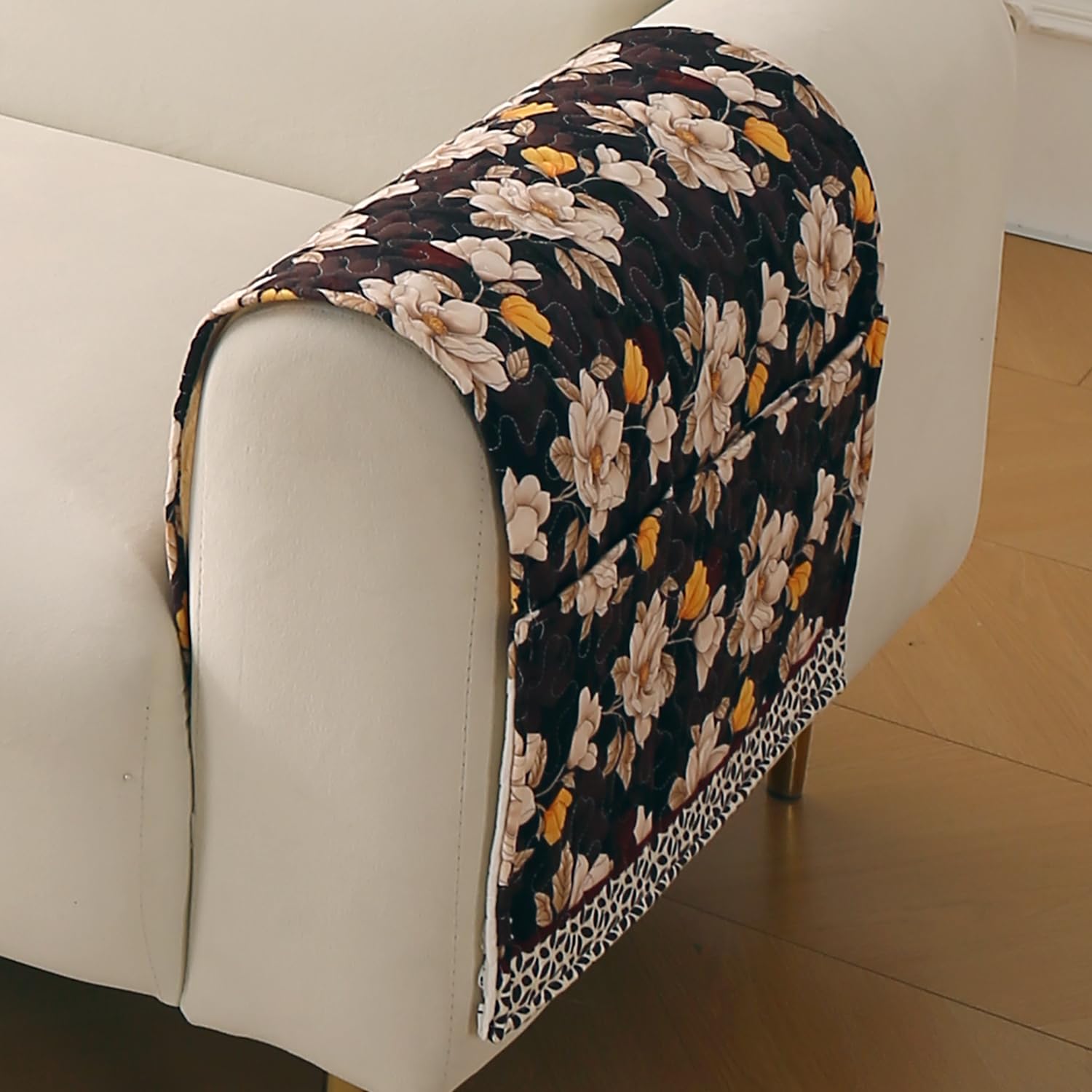Velvet Sofa Backrest Mat - Pansies Teal -9