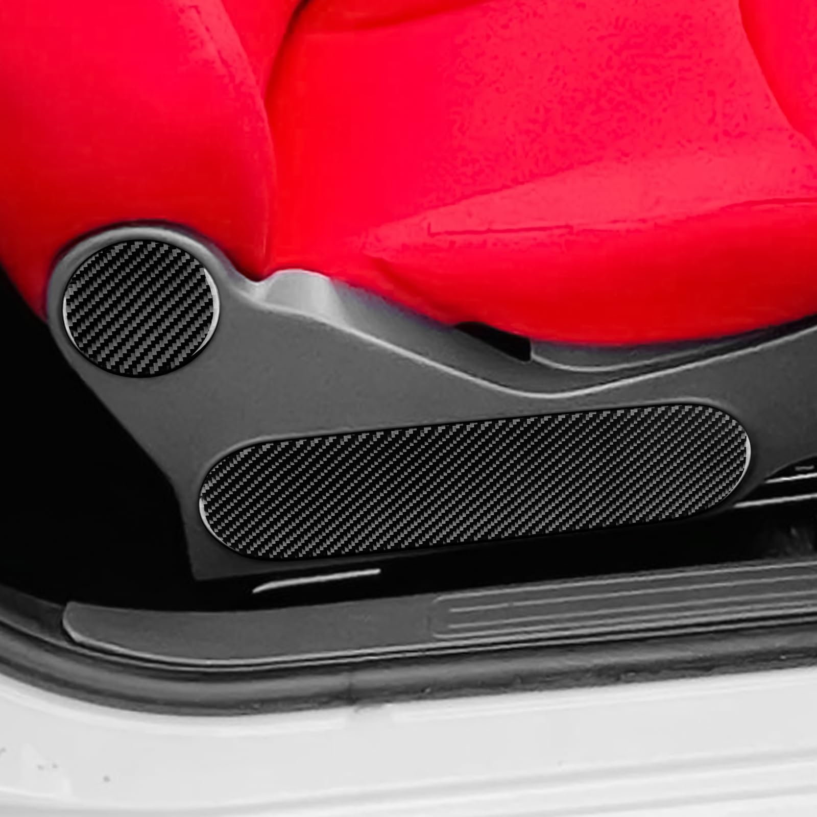 KUNGKIC Per Fiat 500 2008 – 2024 Abarth 595/695 2012 – 2024 sedili auto in fibra di carbonio manopole di regolazione per rivestimento decorativo interno accessori adesivi inclusi,regalo 4 pezzi (nero)