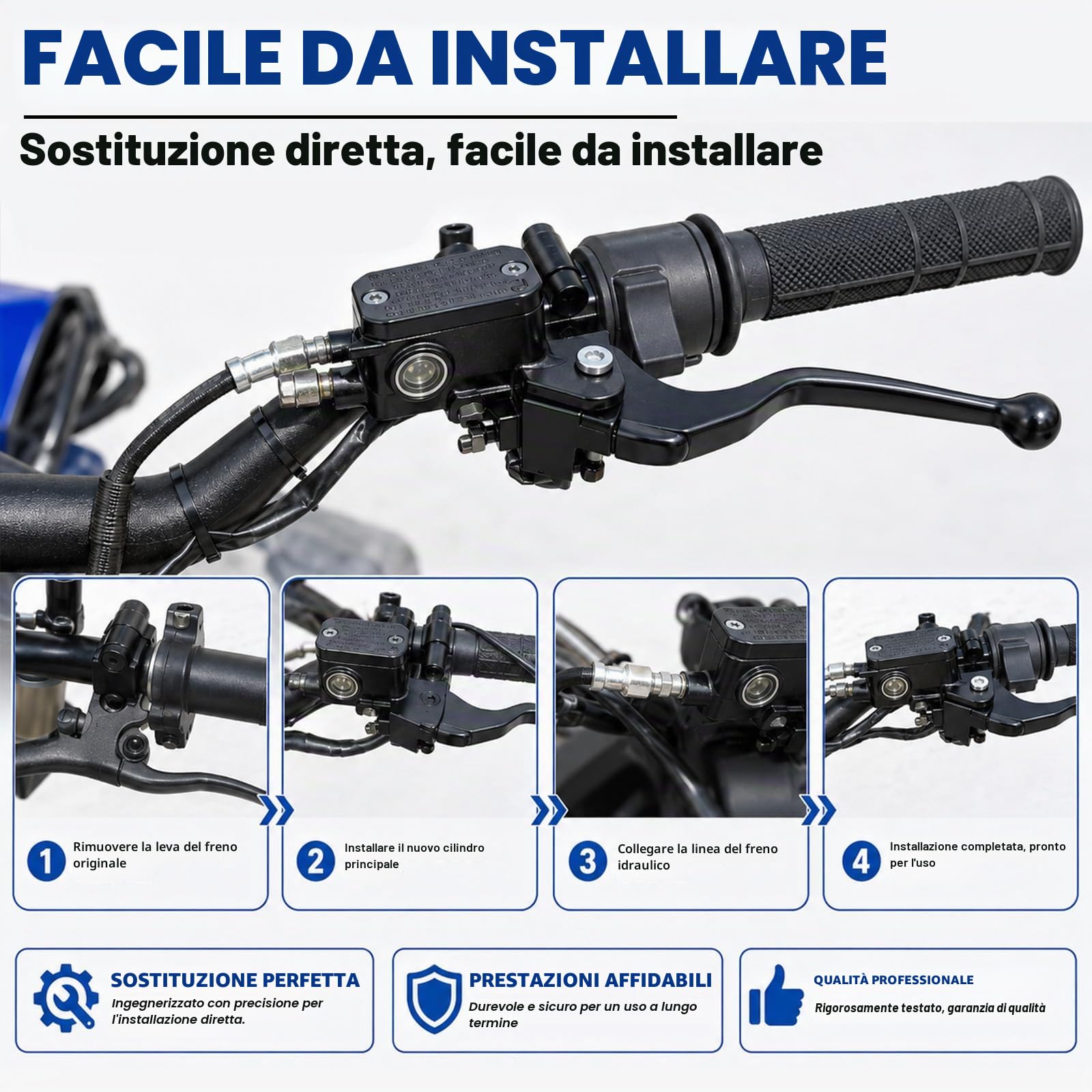 Poweka Leva del Freno Idraulico 7/8" 22 mm, Freno Universal Ahead Pump per 50cc 125cc 150cc 250cc Gy6 Scooter Quad ATV Dirty Pit Bike