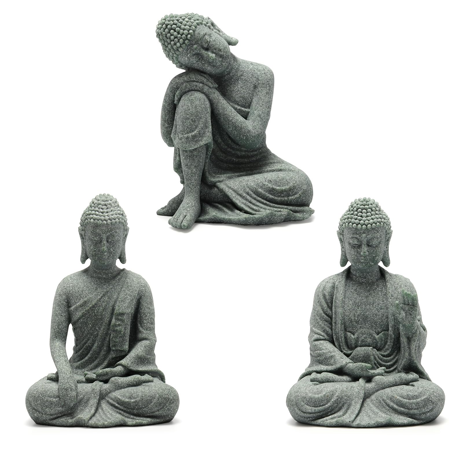 Nicunom 3 Pack Mini Buddha Statues Fish Tank Decor Accessories, Aquarium Decorations Meditating Buddha Statue Sandstone Buda Ornament for Underwater Landscaping Home Office Zen Decor
