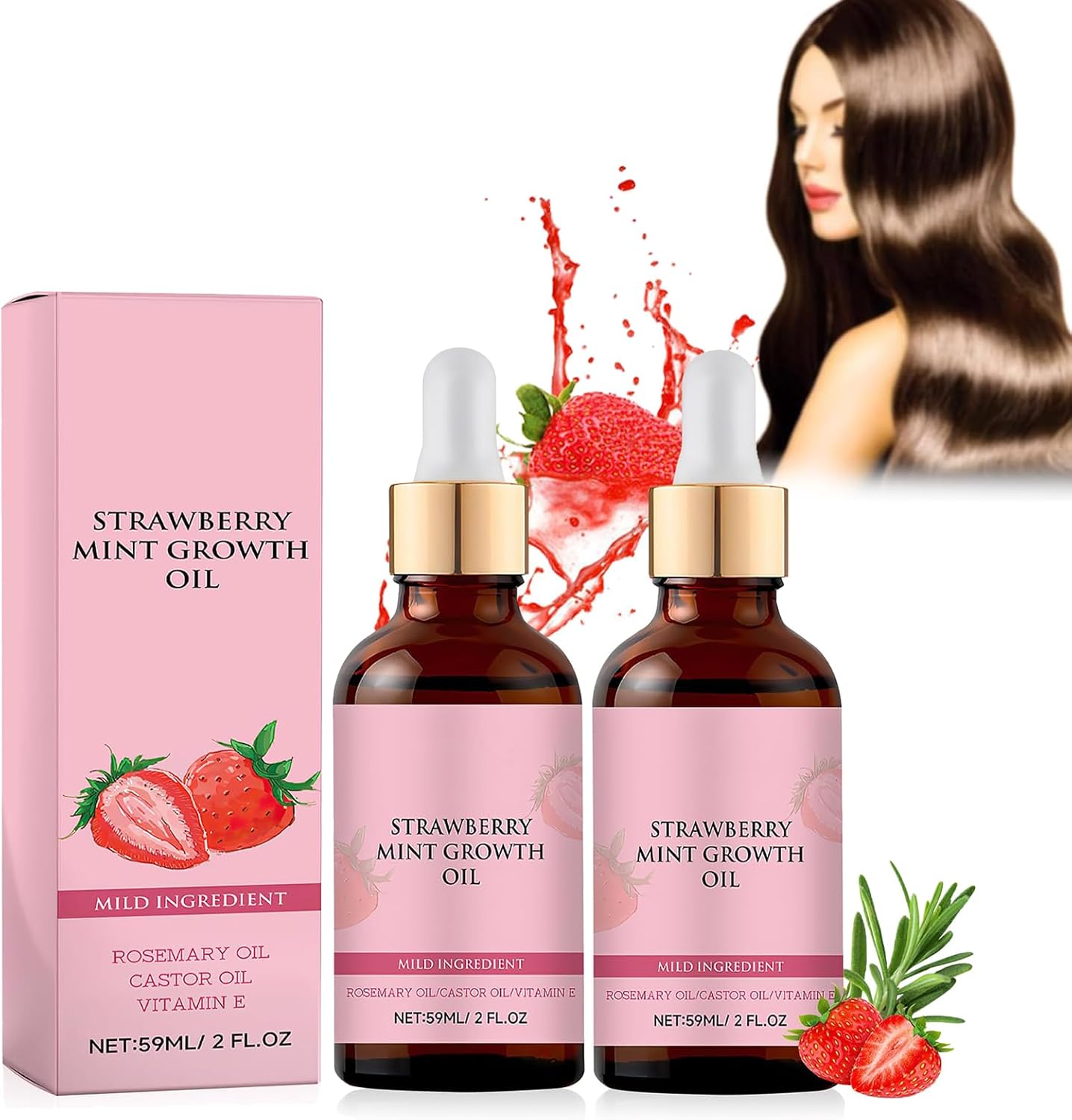 Strawberry Mint Hair Growth Oil Strawberry Mint Hair Growth Oil, Natural Hair Oil, Hair Growth Serum, Hair Strengthening Oil, Serum for Thicker, Longer, Fuller and Healthier Hair
