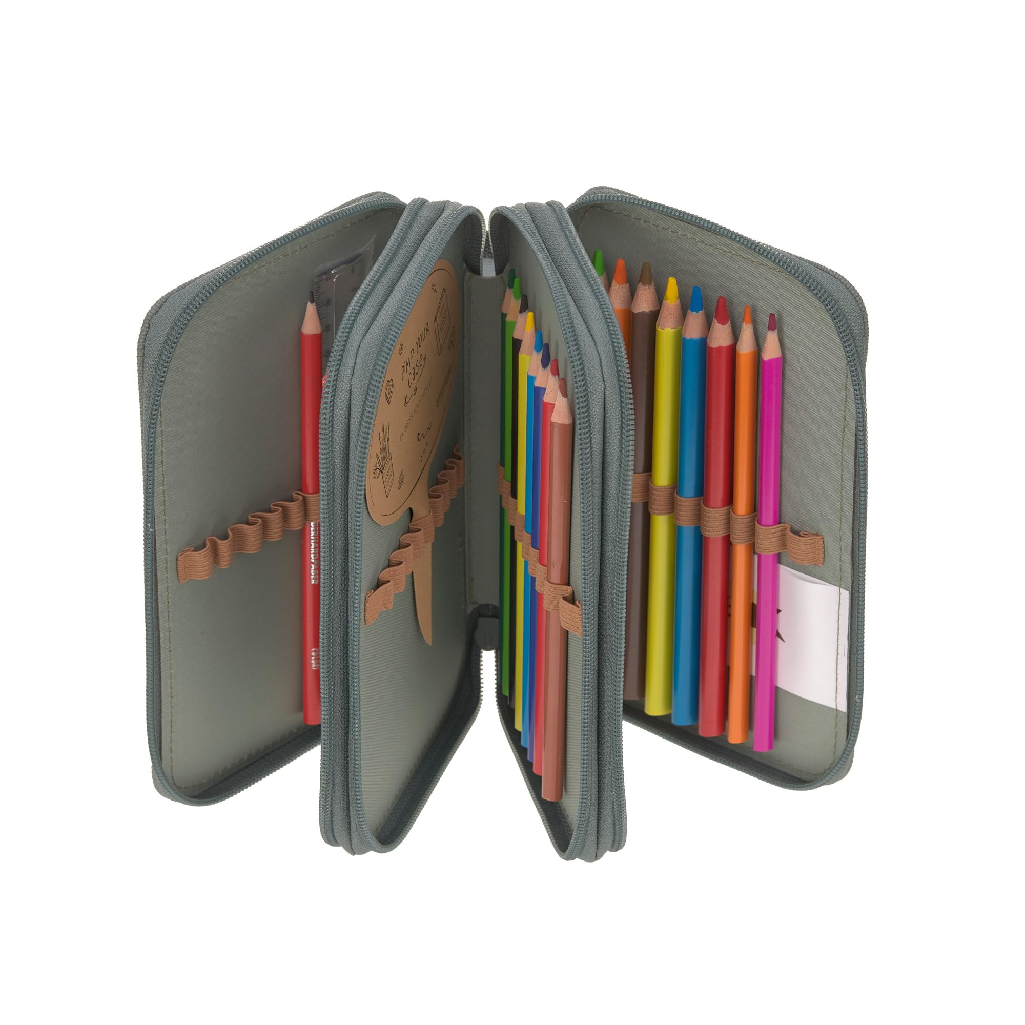 LÄSSIG Pencil Case Filled 20 Pieces/School Triple Pencil Case Unique, Green, TU EU - Image 3