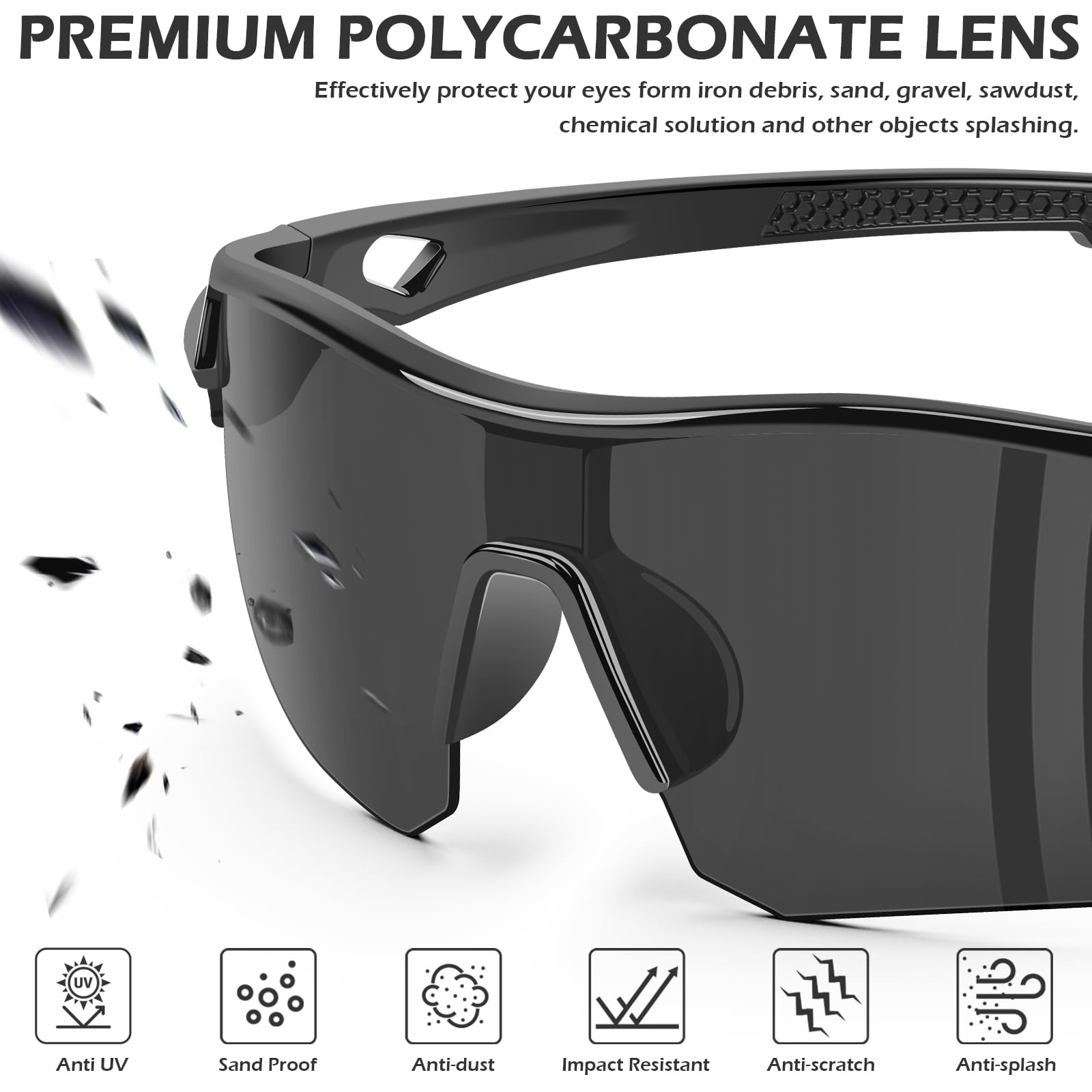 OXG Paquete de 6 gafas de seguridad unisex, gafas de seguridad con lente envolvente, resistentes a los arañazos y impactos, cumple con la norma ANSI Z87.1