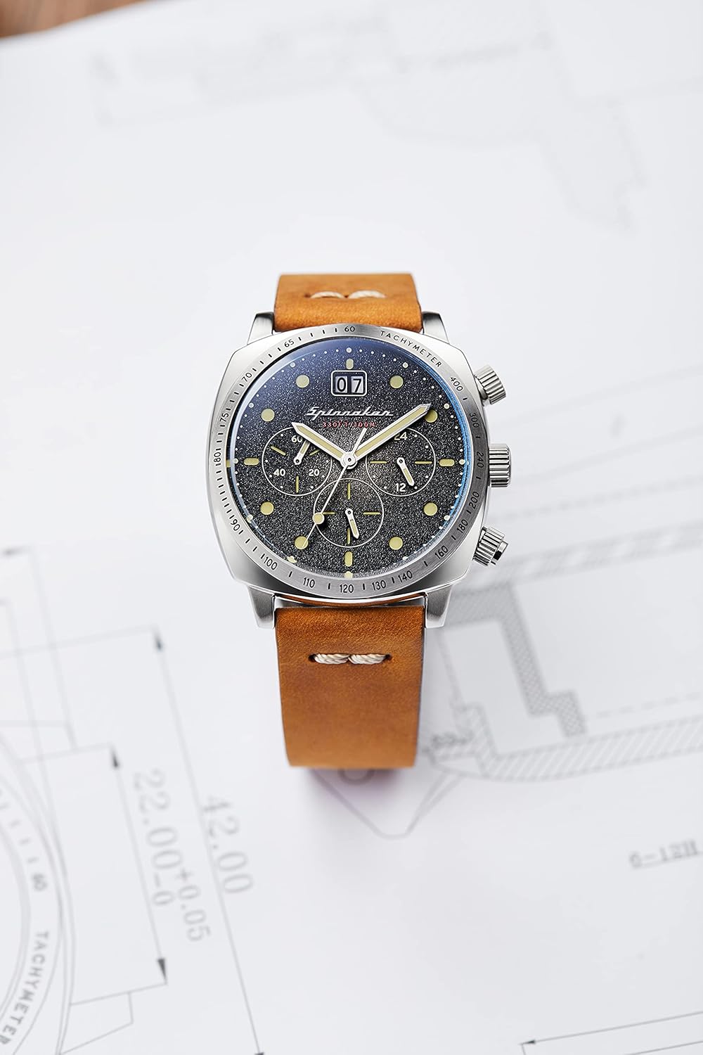Spinnaker Hull Cronografo da uomo 42mm Orologio Meca-Quartz con cinturino in vera pelle SP-5068 Spinnaker Hull Cronografo da uomo 42mm Orologio Meca-Quartz con cinturino in vera pelle SP-5068