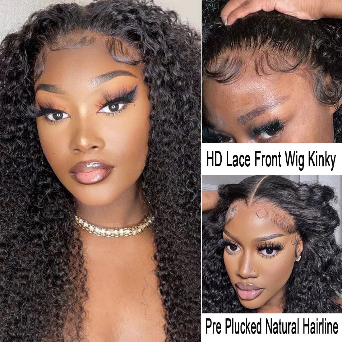 Amazon.com : PRIMELACE Kinky Curly Lace Front Wigs Human  display picture 1