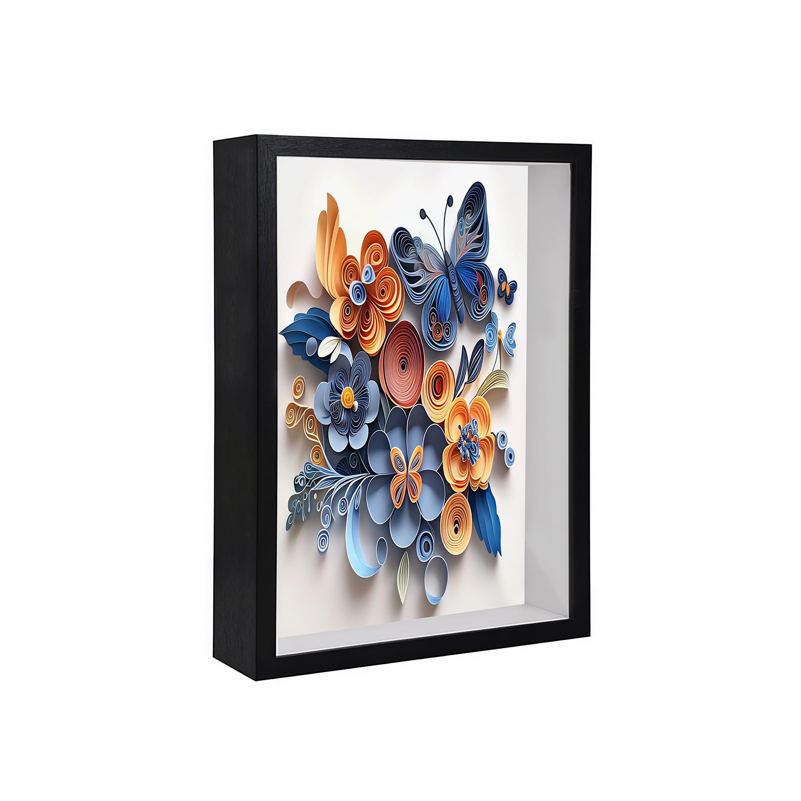3D Shadow Box Frame, 12.7 x 17.8 cm Deep Box Frame for Objects up to 3cm, Picture Frame Wooden Deep Box, Picture Frame for Filling for Objects Photos Artworks Memories Flowers Crafts Black