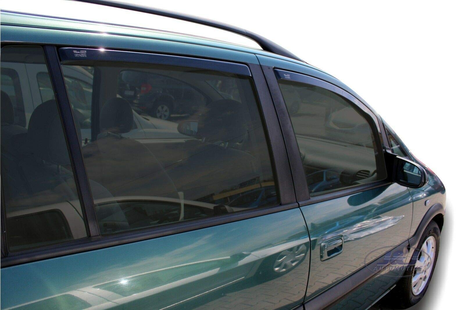 J&J AUTOMOTIVE Windabweiser passend für Opel Zafira A 5-Türer 1999-2005 4tlg, Heko Regenabweiser Vorne Hinten Getönt Dunkel Passform
