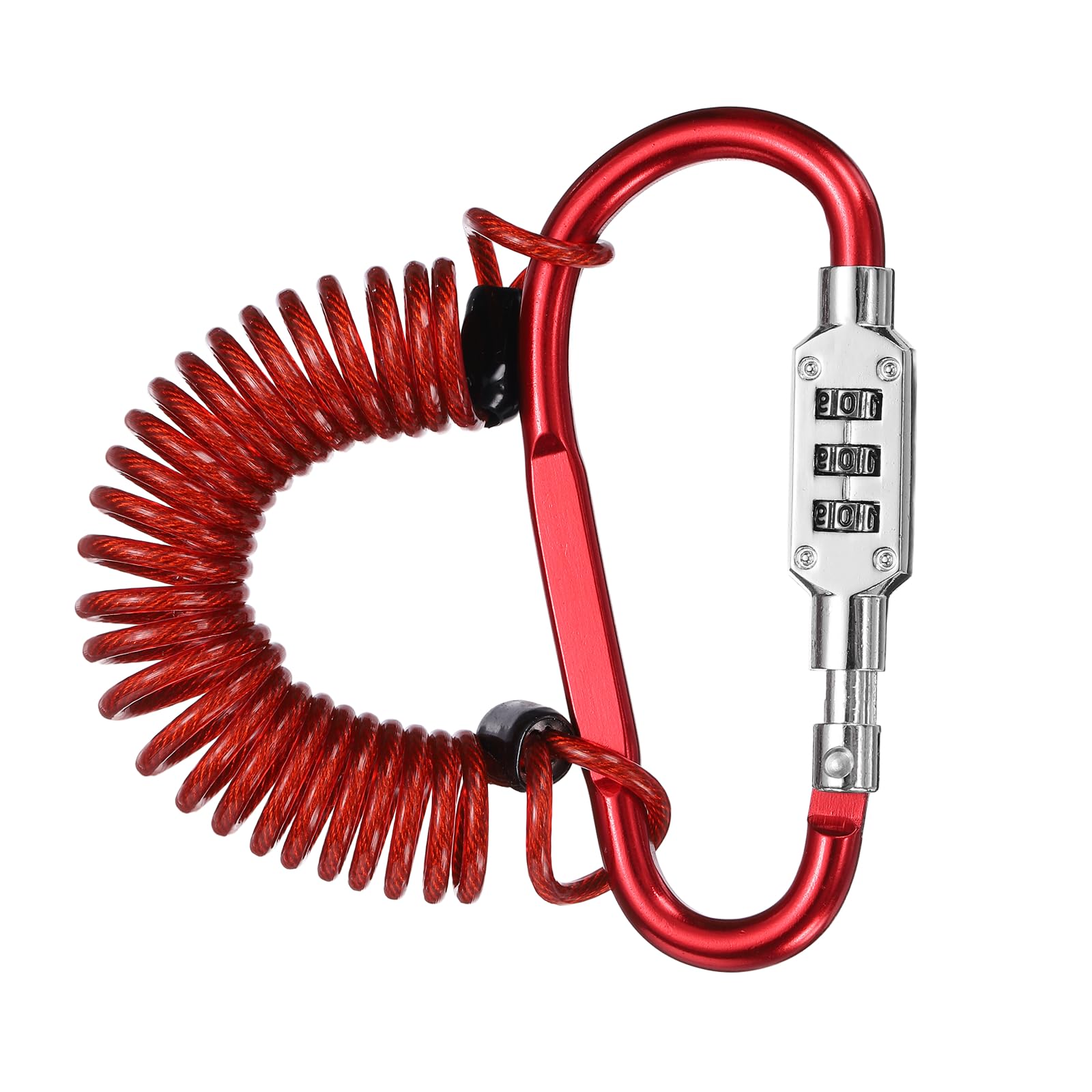 PATIKIL Security Steel Cable Lock, (4.9 Feet, Red), Double Loop Safety Wire Rope with 3.8" D-Shaped 3-Digit Code Combination Lock, Suit for - Bicycles/Motorcycle/Suitcase/Luggage — image 1